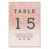 Rose Gold Imitate Glitzer Rosa ombre Hochzeitstisc Tischnummer (Vorderseite)