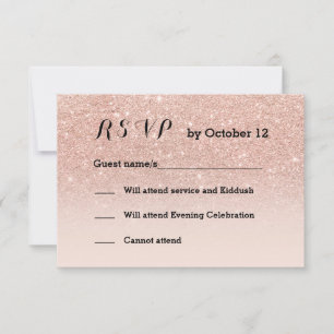 Rose Gold Imitate Glitzer Rosa ombre UAWG Schwarz RSVP Karte