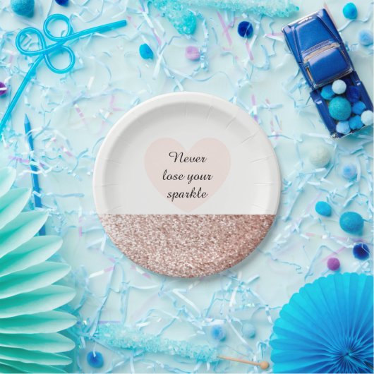 Rose Gold Imitate Glitzer Sparkasse Pappteller (Party)