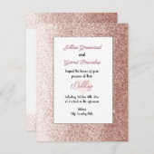 Rose Gold Imitate Glitzer Style Hochzeit Einladung (Vorne/Hinten)