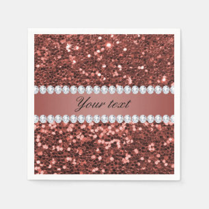 Rose Gold Imitate Glitzer und Diamanten Personalis Serviette