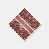 Rose Gold Imitate Glitzer und Diamanten Personalis Serviette (Ecke)