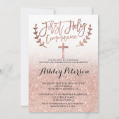 Rose Gold Imitate Glitzer weiß ombre erste Kommune Einladung (Vorderseite)