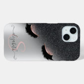Rose Gold Imitate Lashes Schwarzer Glitzer Ombre S Case-Mate iPhone Hülle (Rückseite (Horizontal))