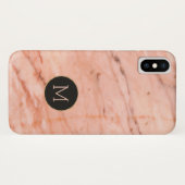 Rose-Gold-Imitate Marmorsteine-Monogramm Case-Mate iPhone Hülle (Rückseite (Horizontal))