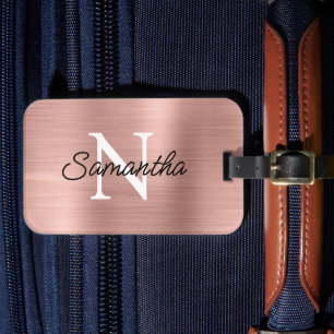 Rose Gold Imitate Metallic Foil Monogram Gepäckanhänger