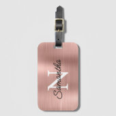 Rose Gold Imitate Metallic Foil Monogram Gepäckanhänger (Vorderseite Vertikal)