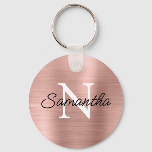 Rose Gold Imitate Metallic Foil Monogram Schlüsselanhänger