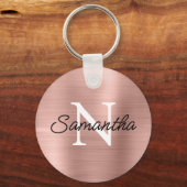 Rose Gold Imitate Metallic Foil Monogram Schlüsselanhänger (Vorderseite)