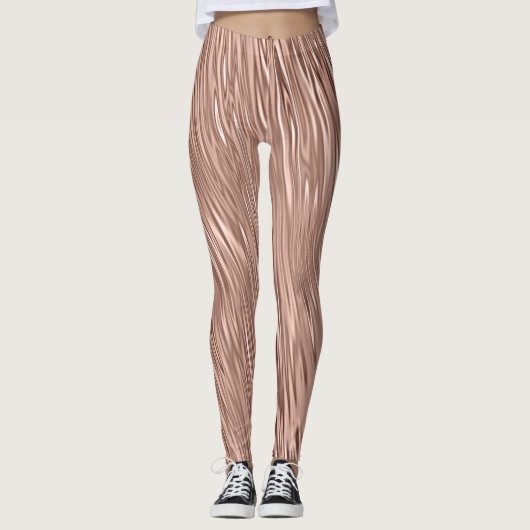Rose Gold Imitate Metallic Streak Gemustert Leggings (Vorderseite)
