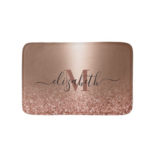 Rose Gold Imitate Rosa Glitzer Badematte (Vorderseite)