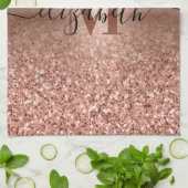 Rose Gold Imitate Rosa Glitzer Geschirrtuch (Gefaltet)