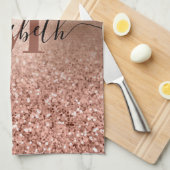 Rose Gold Imitate Rosa Glitzer Geschirrtuch (Viertel Falte)