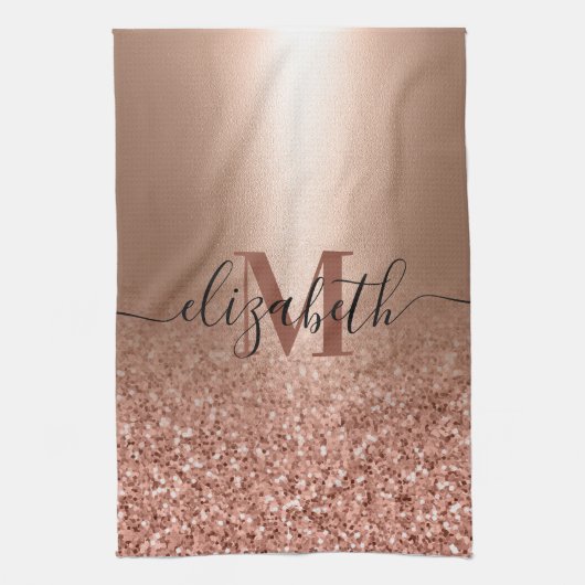 Rose Gold Imitate Rosa Glitzer Geschirrtuch (Vertikal)