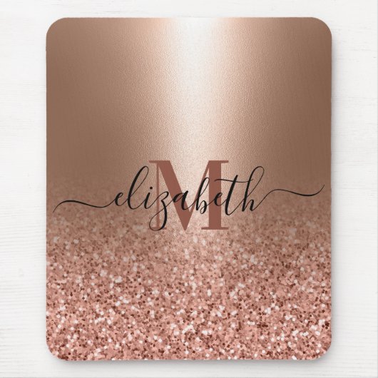 Rose Gold Imitate Rosa Glitzer Mousepad (Vorne)