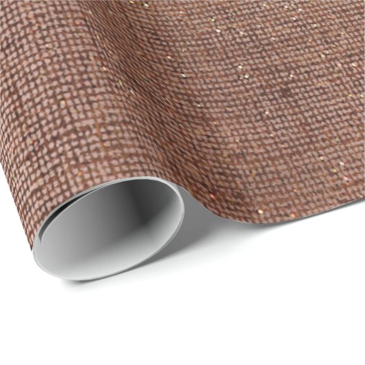 Rose Gold Imitate Sepia Linen Mesh Metallic Burlap Geschenkpapier (Rolleneckpunkt)