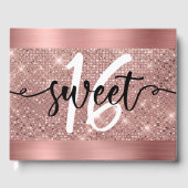 Rose Gold Imitate Shimmer & Foil Sweet 16 Gästebuch (Vorderseite)