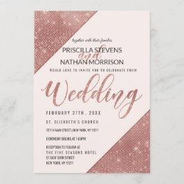 Rose Gold Imitate Sparkling Glitzer Sequin Wedding Einladung