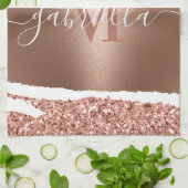 Rose Gold Imitate und Glitzer Geschirrtuch (Gefaltet)