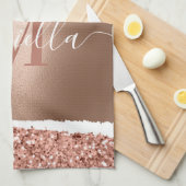 Rose Gold Imitate und Glitzer Geschirrtuch (Viertel Falte)