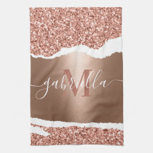 Rose Gold Imitate und Glitzer Geschirrtuch