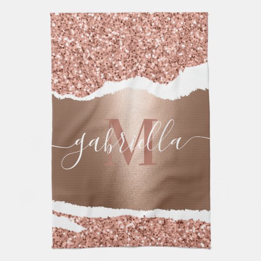 Rose Gold Imitate und Glitzer Geschirrtuch (Vertikal)