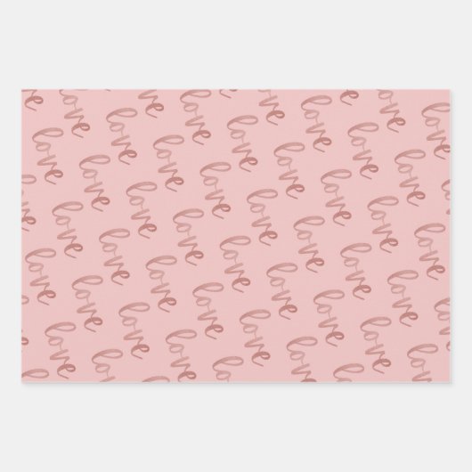 Rose Gold Imitats Foil Hearts Liebe Script | Pink Geschenkpapier Set (Vorderseite 2)