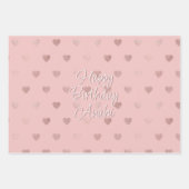 Rose Gold Imitats Foil Hearts Liebe Script | Pink Geschenkpapier Set (Vorderseite)