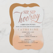 Rose Gold Imitats Foil, Sip Hooray Kinderdusche Einladung (Vorne/Hinten)