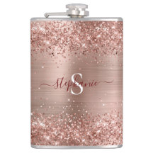 Rose Gold Imitats-Glitzer Girly Glam Monogram