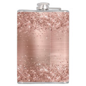 Rose Gold Imitats-Glitzer Girly Glam Monogram Flachmann (Rückseite)