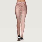 Rose Gold Imitats-Glitzer Girly Glam Monogram Leggings (Rückseite)