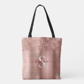 Rose Gold Imitats-Glitzer Girly Glam Monogram Tasche (Rückseite)