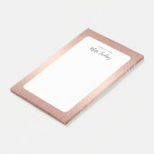Rose Gold Imitats Glitzer Mit Monogramm Lehrer Post-it Klebezettel (angewinkelt)