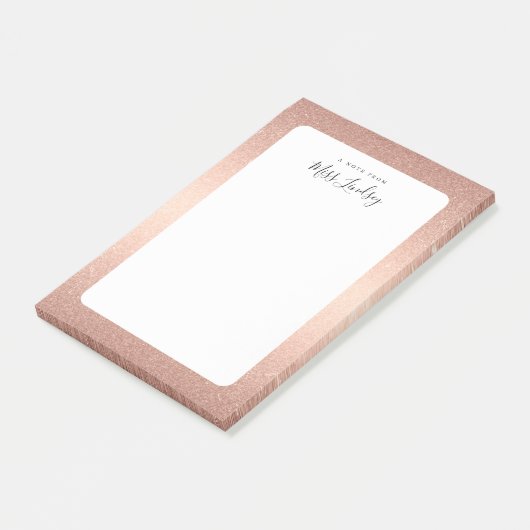 Rose Gold Imitats Glitzer Mit Monogramm Lehrer Post-it Klebezettel (angewinkelt)