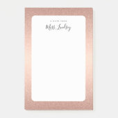 Rose Gold Imitats Glitzer Mit Monogramm Lehrer Post-it Klebezettel (Vorderseite)