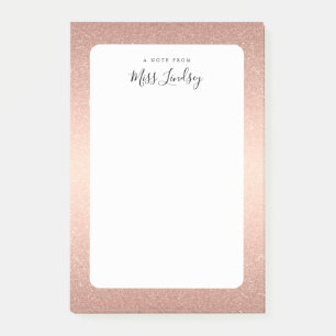 Rose Gold Imitats Glitzer Mit Monogramm Lehrer Post-it Klebezettel