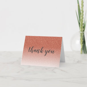 Rose Gold Imitats Glitzer Ombre Dankeschön Karte