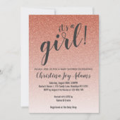 Rose Gold Imitats Glitzer Ombre Girl Babyduschkart Einladung (Vorderseite)