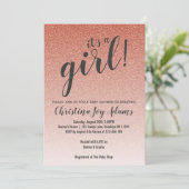 Rose Gold Imitats Glitzer Ombre Girl Babyduschkart Einladung (Stehend Vorderseite)