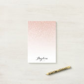 Rose Gold Imitats Glitzer Ombre Individuelle Name Post-it Klebezettel (Auf Schreibtisch)