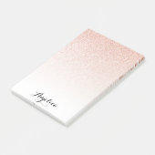 Rose Gold Imitats Glitzer Ombre Individuelle Name Post-it Klebezettel (angewinkelt)