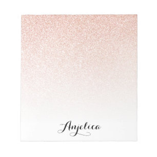 Rose Gold Imitats Glitzer Ombre Personalisiert Nam Notizblock