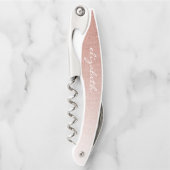 Rose Gold Imitats Glitzer Ombre Personalisiertes S Kellnermesser (Vorderseite)