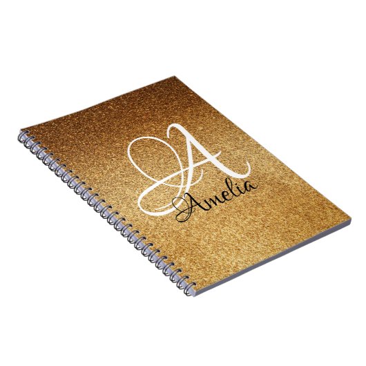 Rose Gold Imitats Glitzer Personalisiert Notebook Notizblock (Rechte Seite)