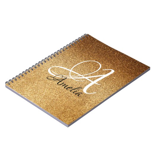 Rose Gold Imitats Glitzer Personalisiert Notebook Notizblock (Linke Seite)