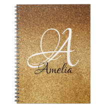 Rose Gold Imitats Glitzer Personalisiert Notebook