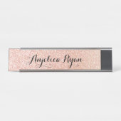 Rose Gold Imitats Glitzer Personalisierter Skriptn Schreibtischnamensplakette (Vorderseite )