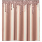 Rose Gold Imitats Glitzer Tropfen Foil Metallic Bl Duschvorhang (Vorderseite)