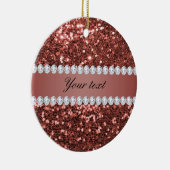 Rose Gold Imitats Glitzer und Diamanten Personalis Keramikornament (Rechts)